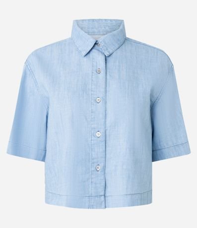 Camisa Boxy en Jeans con Cuello Polo 4