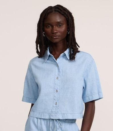 Camisa Boxy en Jeans con Cuello Polo