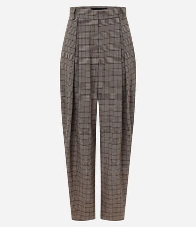 Pantalón Barrel en Sastrería con Estampado de Cuadros 5