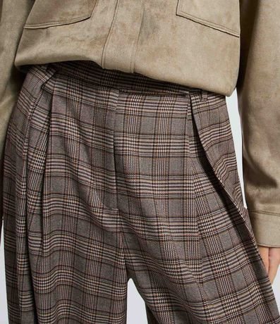Pantalón Barrel en Sastrería con Estampado de Cuadros 2