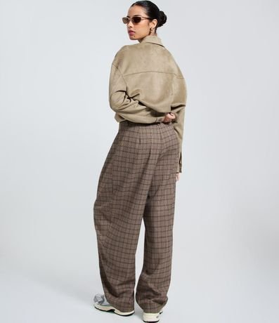 Pantalón Barrel en Sastrería con Estampado de Cuadros 3