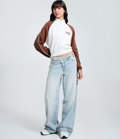 Saco Algodón con Bordado Lettering y Mangas Contrastantes 2