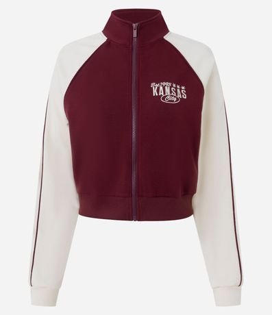 Saco Algodón con Bordado Lettering y Mangas Contrastantes 4