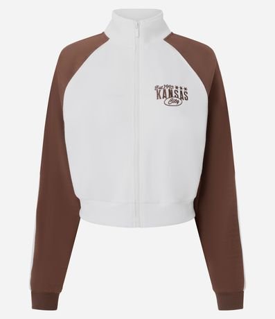 Saco Algodón con Bordado Lettering y Mangas Contrastantes 5