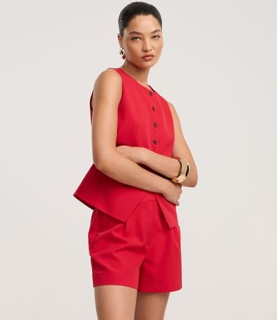 Bermuda Sastrería con Cintura Traspasada y Pliegues 2