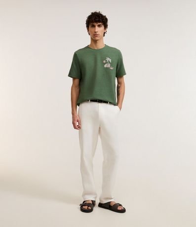 Remera Regular en Algodón Texturizado con Estampa Tropical 5