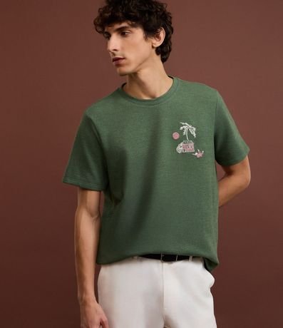 Remera Regular en Algodón Texturizado con Estampa Tropical 6
