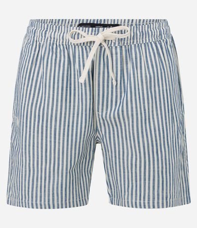 Bermuda en Sarga con Cintura Elástica y Rayas 4