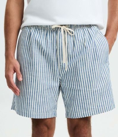 Bermuda en Sarga con Cintura Elástica y Rayas 2