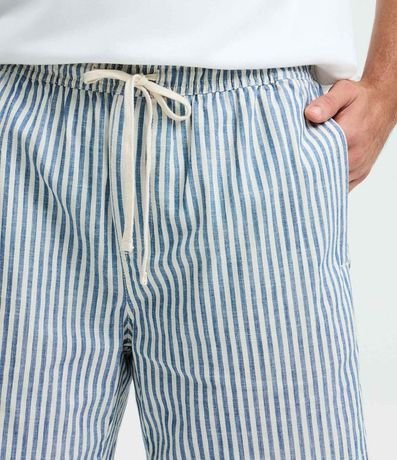 Bermuda en Sarga con Cintura Elástica y Rayas 3