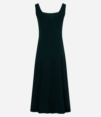 Vestido Evasê Midi en Viscosa con Escote Cuadrado y Recortes 6