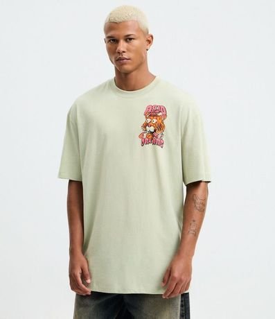 Remera Relaxed en Algodón con Estampado Tigre Acid Dreams 2