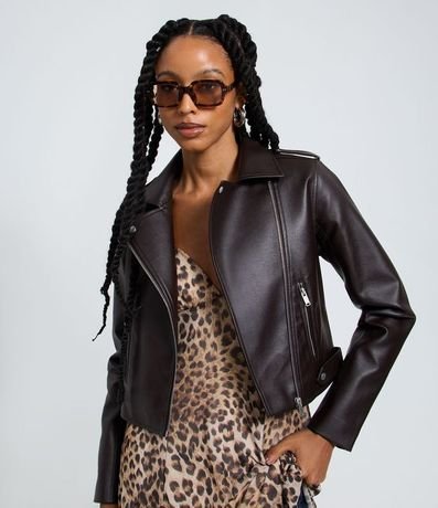 Campera Biker en PU con Cremallera en los Bolsillos