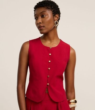 Chaleco Sastre en Viscosa con Botones y Lazo