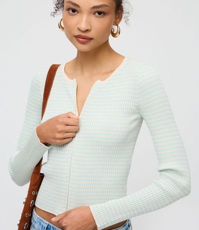 Cardigan en Punto con Cremallera Doble y Cuello Redondo 3