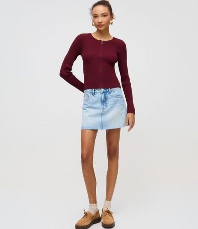 Cardigan en Punto con Cremallera Doble y Cuello Redondo 2