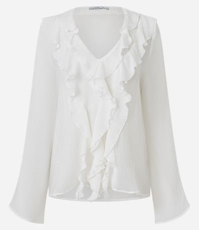 Blusa Texturizada en Viscosa con Volado de Escote 5