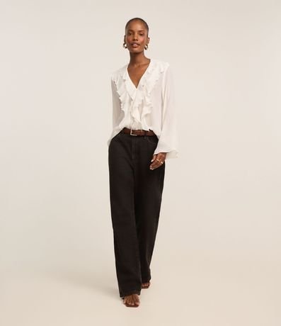 Blusa Texturizada en Viscosa con Volado de Escote 2