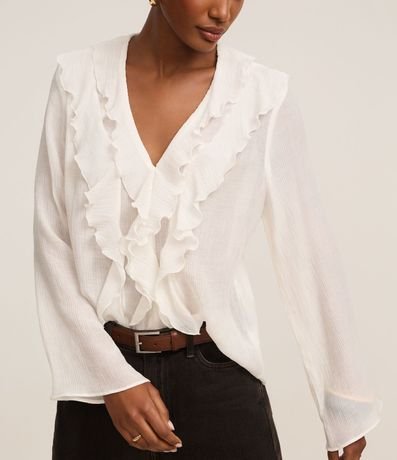Blusa Texturizada en Viscosa con Volado de Escote 4