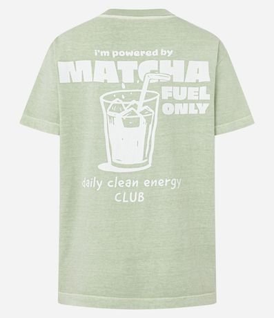 Remera Oversized en Algodón Efecto Lavado con Estampa Lettering Matcha 6