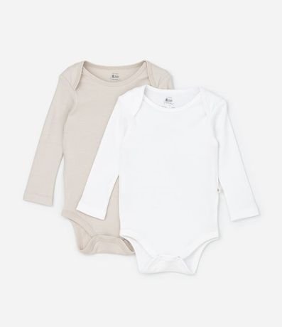 Kit 02 Bodies Infantiles en Rib con Manga Larga - Talle RN a 24 meses