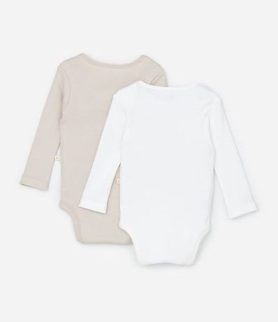 Kit 02 Bodies Infantiles en Rib con Manga Larga - Talle RN a 24 meses 2