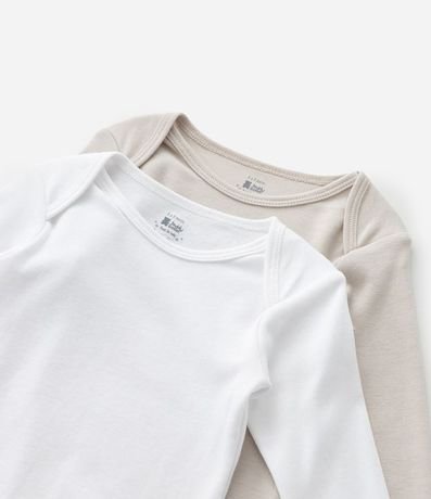 Kit 02 Bodies Infantiles en Rib con Manga Larga - Talle RN a 24 meses 5