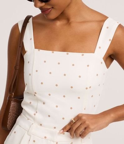 Blusa Texturizado en Piquet con Bretel Ancho y Estampa de Lunares