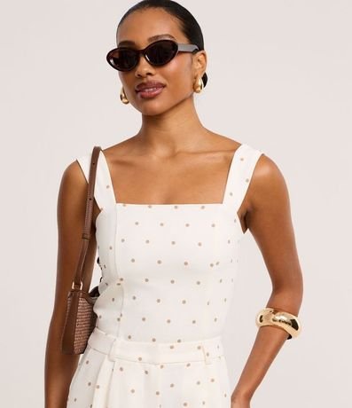 Blusa Texturizado en Piquet con Bretel Ancho y Estampa de Lunares 2