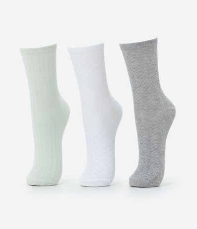 Kit 03 Medias Cano Mediano en Algodón Texturizado