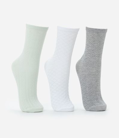Kit 03 Medias Cano Mediano en Algodón Texturizado 2