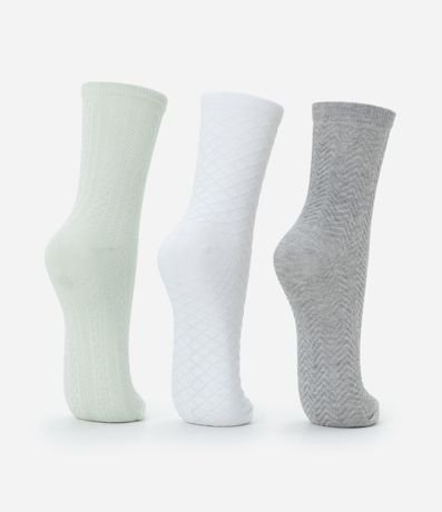 Kit 03 Medias Cano Mediano en Algodón Texturizado 3