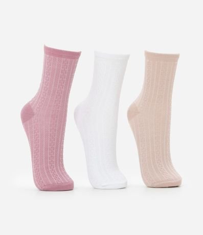 Kit 03 Medias Cano Mediano en Algodón Texturizado 2