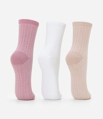Kit 03 Medias Cano Mediano en Algodón Texturizado 3