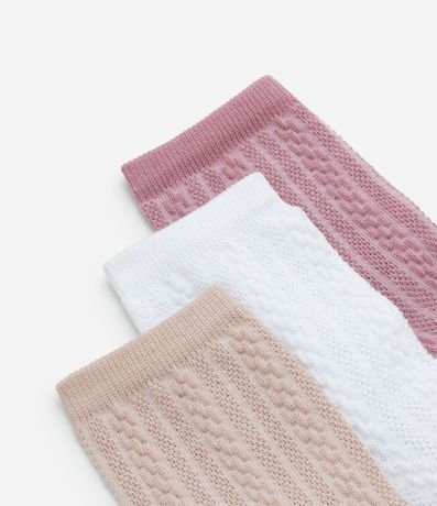 Kit 03 Medias Cano Mediano en Algodón Texturizado 4