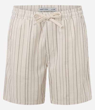 Bermuda Recta en Algodón Texturizado con Rayas Sahara