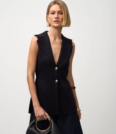 Chaleco Alargado en Punto con botones