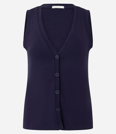 Blusa Acanalada en Rib con Escote V y Botones 6