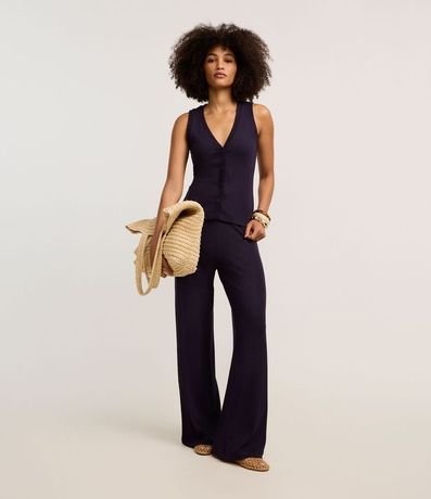 Blusa Acanalada en Rib con Escote V y Botones 2