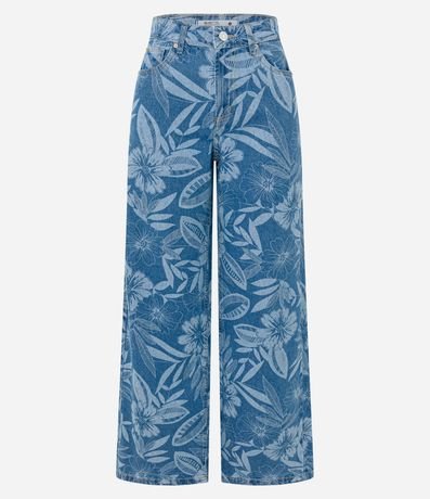 Pantalón Wide Leg en Jeans con Estampa Floral 6