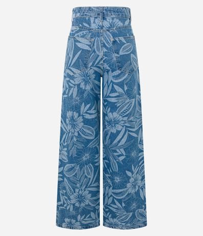 Pantalón Wide Leg en Jeans con Estampa Floral 7