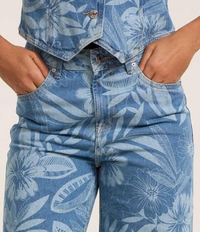 Pantalón Wide Leg en Jeans con Estampa Floral 4