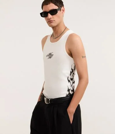 Musculosa Muscle en Rib de  Algodón con Estampa Tribal