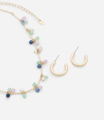 Conjunto de Collar con Cadena Palito y Caravana Aro