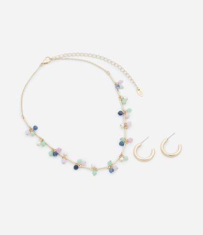 Conjunto de Collar con Cadena Palito y Caravana Aro 2