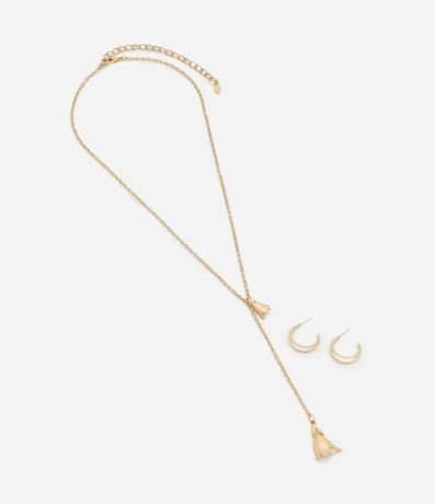 Conjunto de Collar Corbata y Caravana Argolla en Metal 2