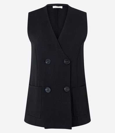 Chaleco Alargado en Punto con Abotonado traspasado 5