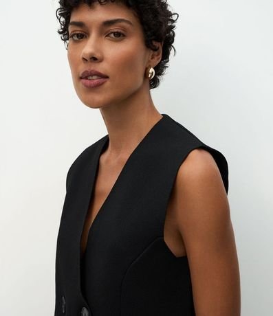 Chaleco Alargado en Punto con Abotonado traspasado 3