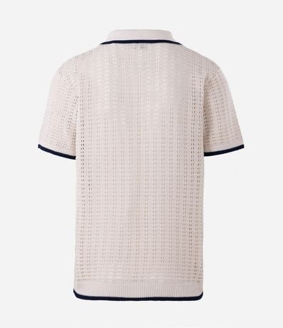 Camisa Polo en Algodón Texturizada con Cuello V y Detalle Contrastante 6