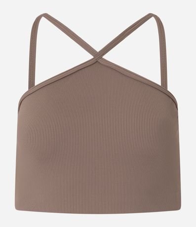 Top Deportivo con Copa de Textura Acanalada y Escote Halter 7